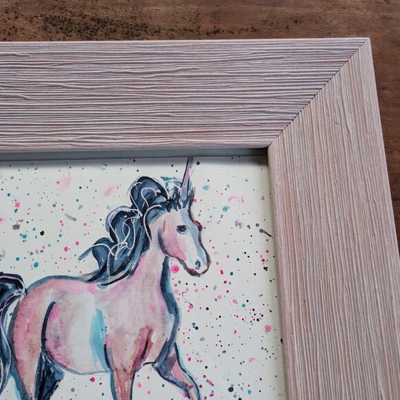 Original Watercolor - Galaxy Pink Unicorns on a Splatter Confetti Background - Picture 4 of 7